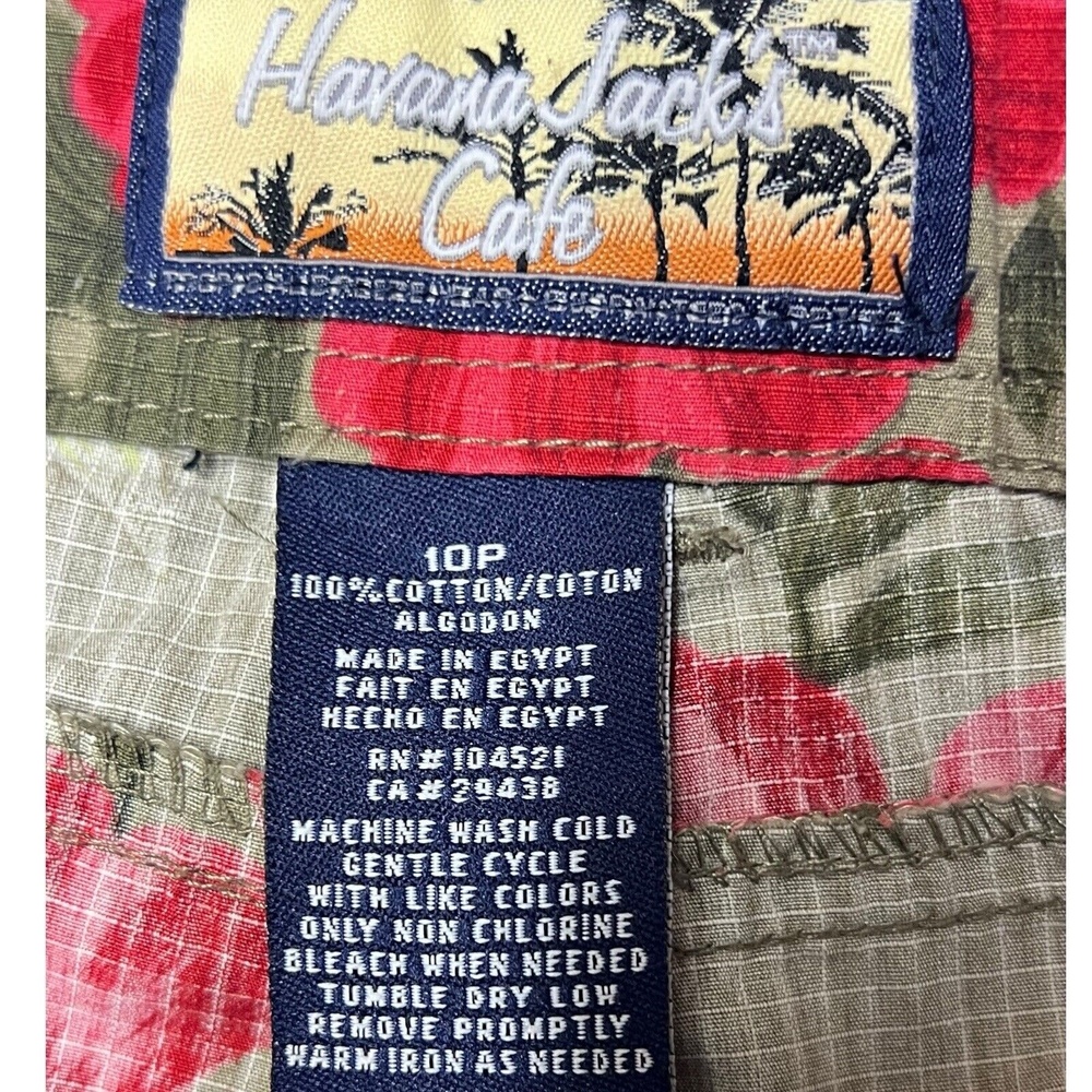 Havana Jack's Pants Cafe Size 10P Olive Green Tropical Floral Capris Boho Beach - Picture 8 of 9
